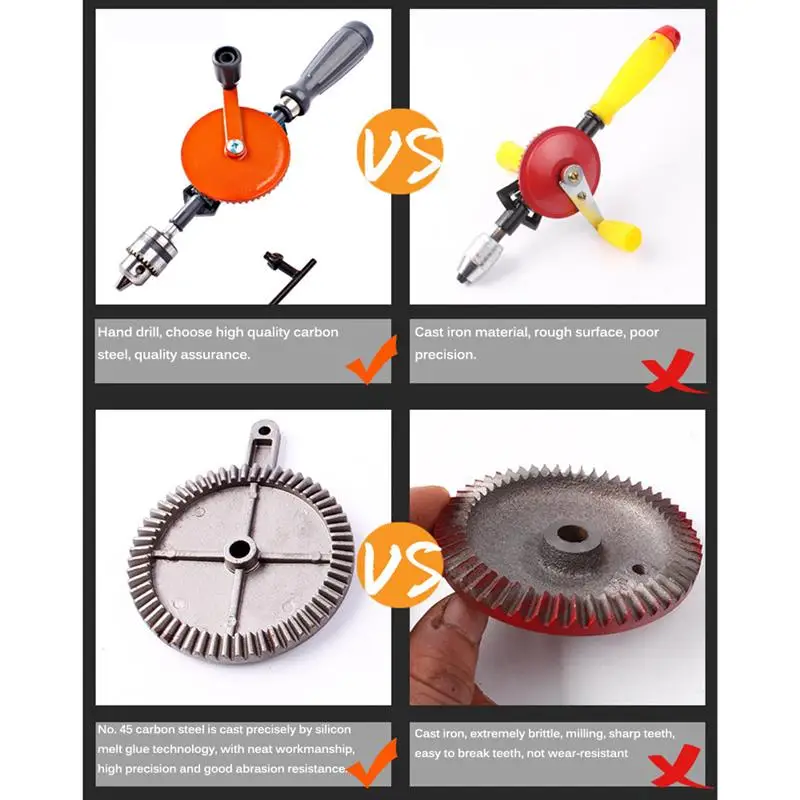 Ручное сверло 1/2 дюйма мощное ручное с двумя шестернями ручной инструмент для