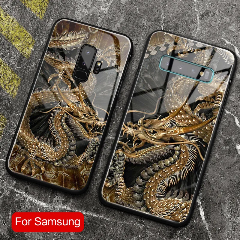 Китайский стиль Дракон закаленное стекло чехол для телефона Samsung galaxy note10 s8 s9 s10e s10