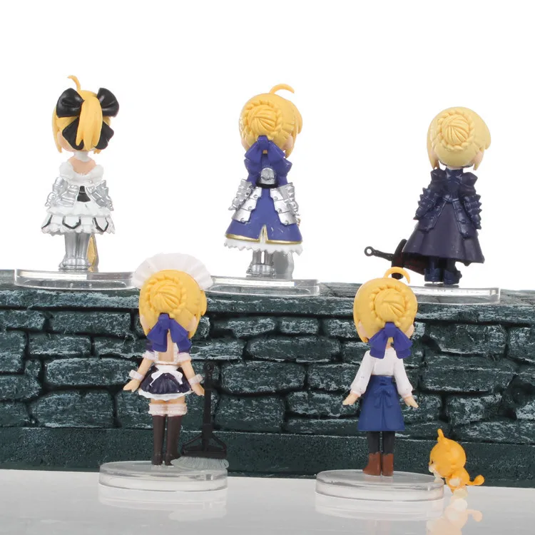 

5pcs/set Fate Stay Night Saber Maid Action Figures New Collection Figures New for christmas gift free shipping