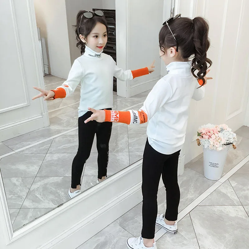 Детский джемпер для девочек коллекция 2021 года весенне осенняя модная футболка с