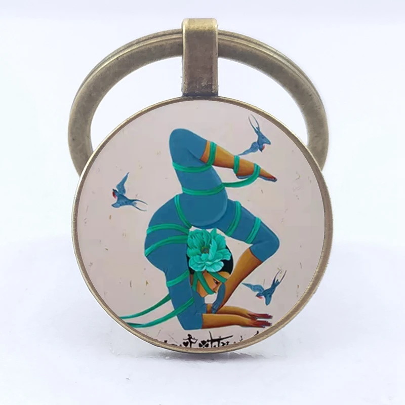 2020 новый стеклянный брелок с изображением йоги танца ювелирные изделия для