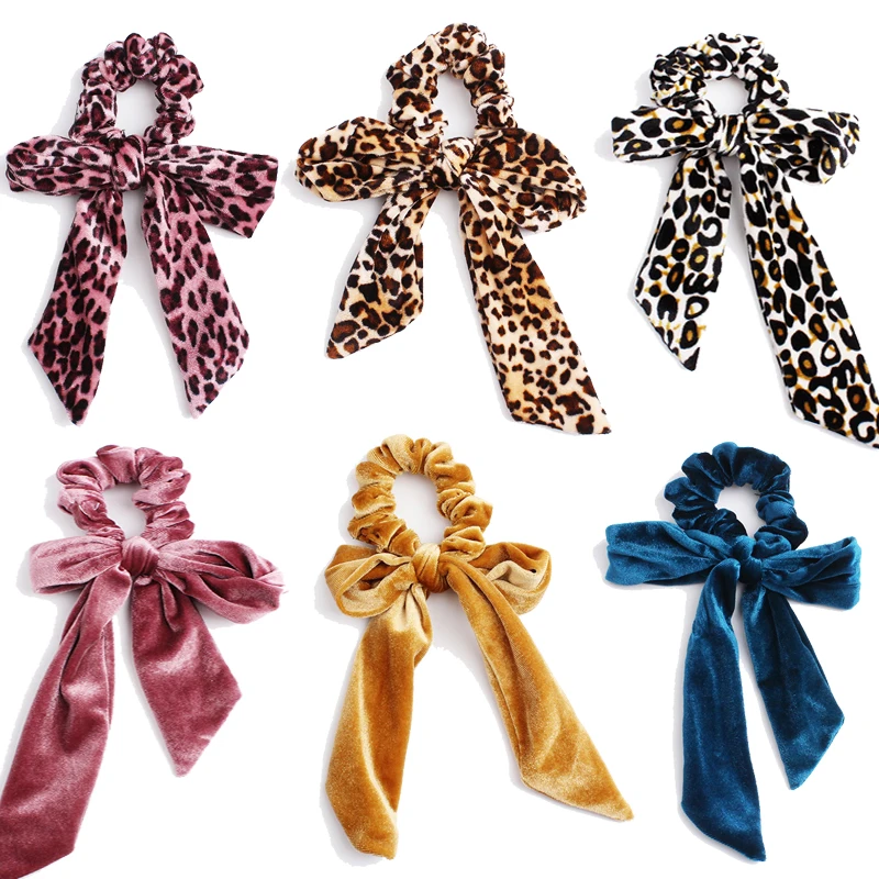 Новый осенне-зимний вельветовый шарф для волос женщин модные леопардовые