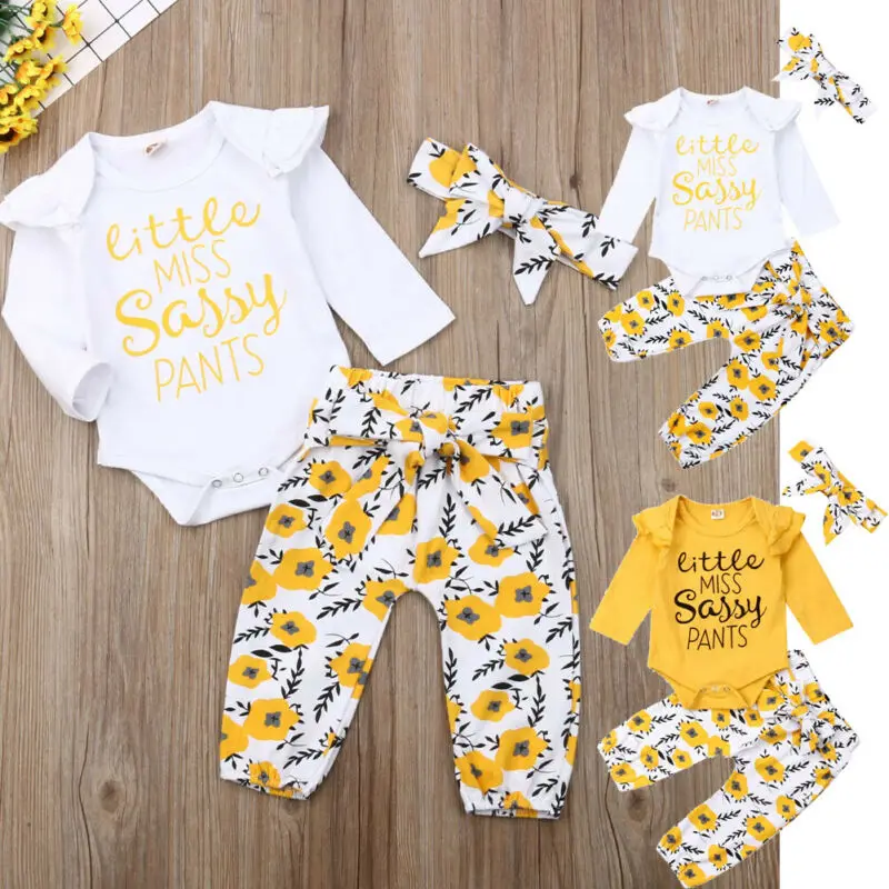 

3pcs Newborn Kid Baby Girl 0-24M Floral Clothes Jumpsuit Bodysuit Pants Outfits