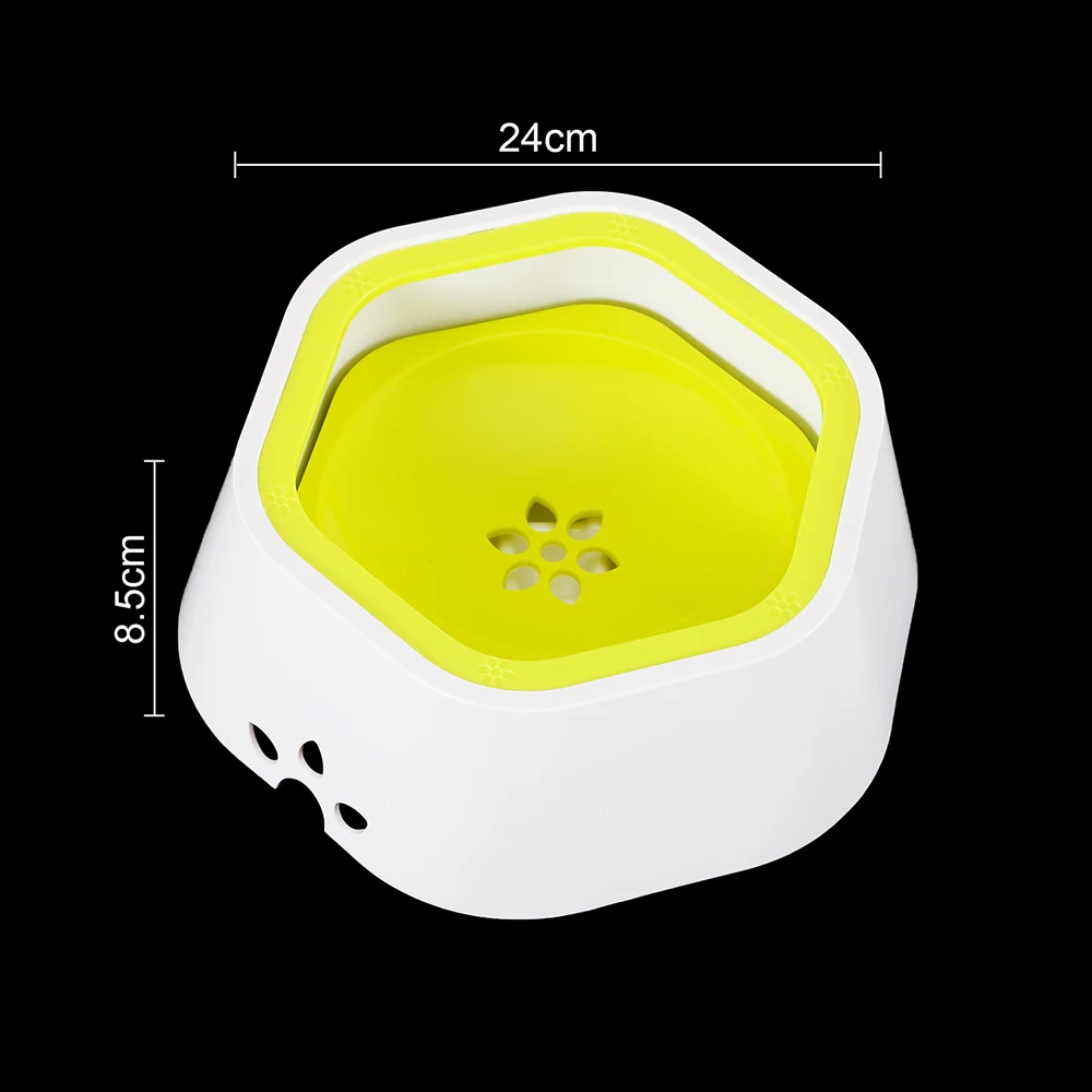 

1.5L Dog Drinking Water Bowl Floating Non-Wetting Mouth Cat Bowl without Spill Drinking Water Dispenser ABS Plastic Dog Bowl