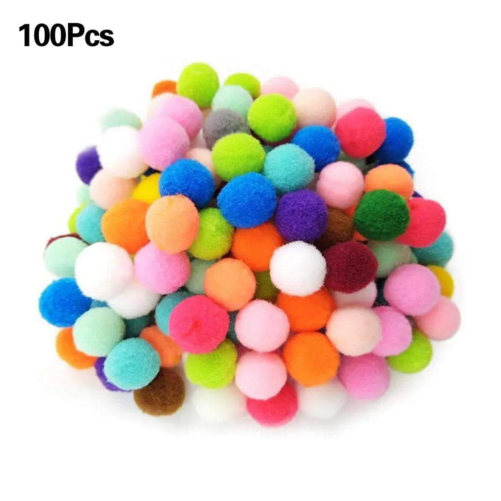 

100pcs Mixed Color DIY Bobbles Garland Hat Clothing Handicraft DIY Knitting Polyester Balls