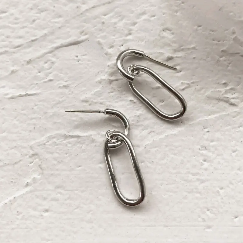 

Origin Summer Minimalist Hollow Out Geometrical Dangle Earring for Women Silver Color Metallic Earring Jewelry Pendientes