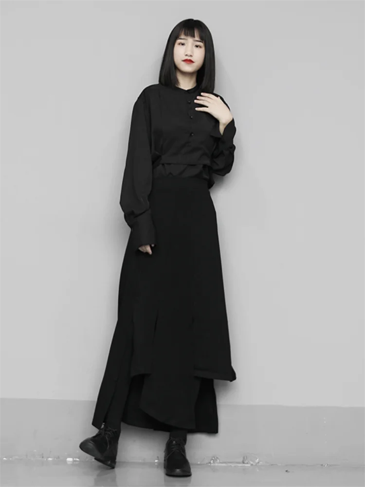 Женская Юбка-миди средней длины однотонная короткая юбка с разрезом спереди и