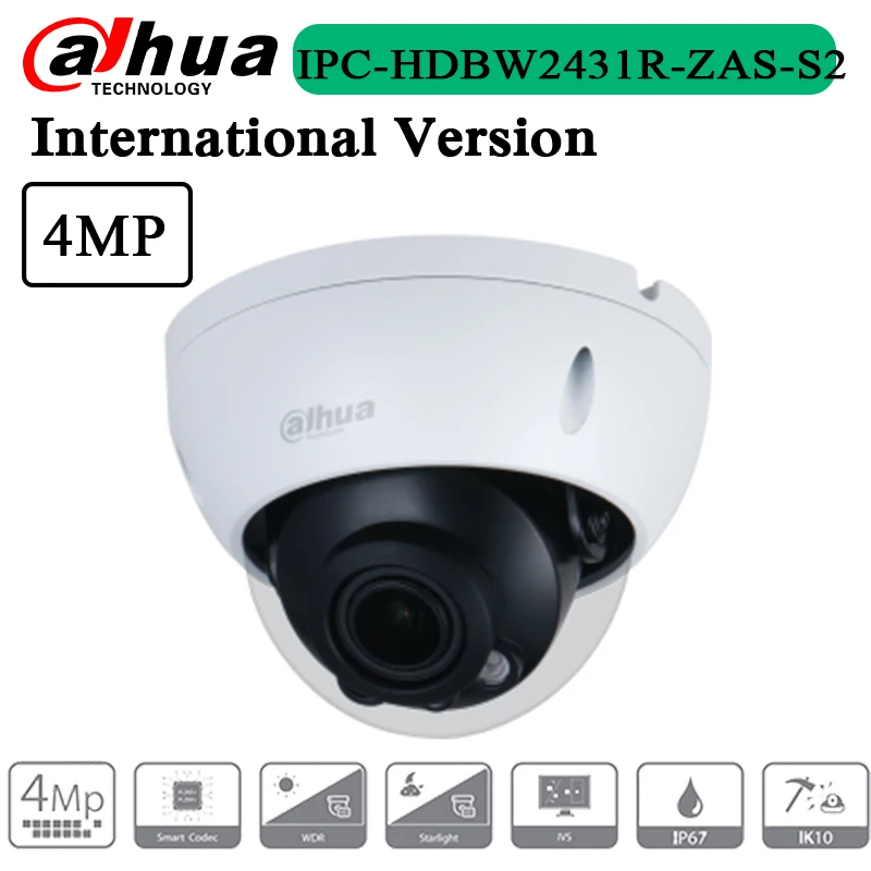 

Сетевой видеорегистратор Dahua оригинальный 4MP Lite ИК фиксированная-Фокусное купольные поворотные сетевые видеокамеры, Камера IPC-HDBW2431R-ZAS-S2