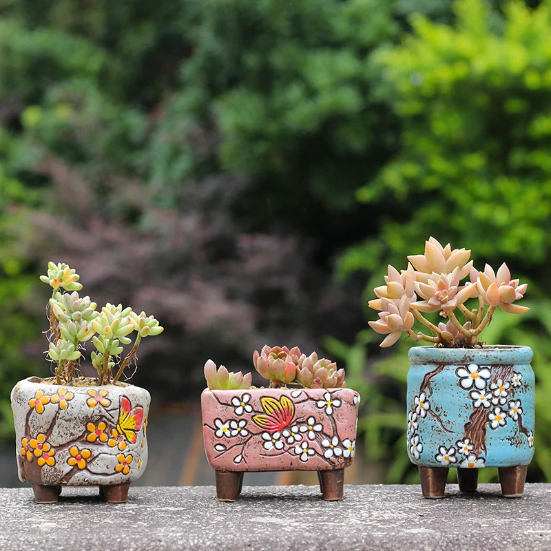 Толстый керамический цветочный горшок для мяса и растений дышащий корейский
