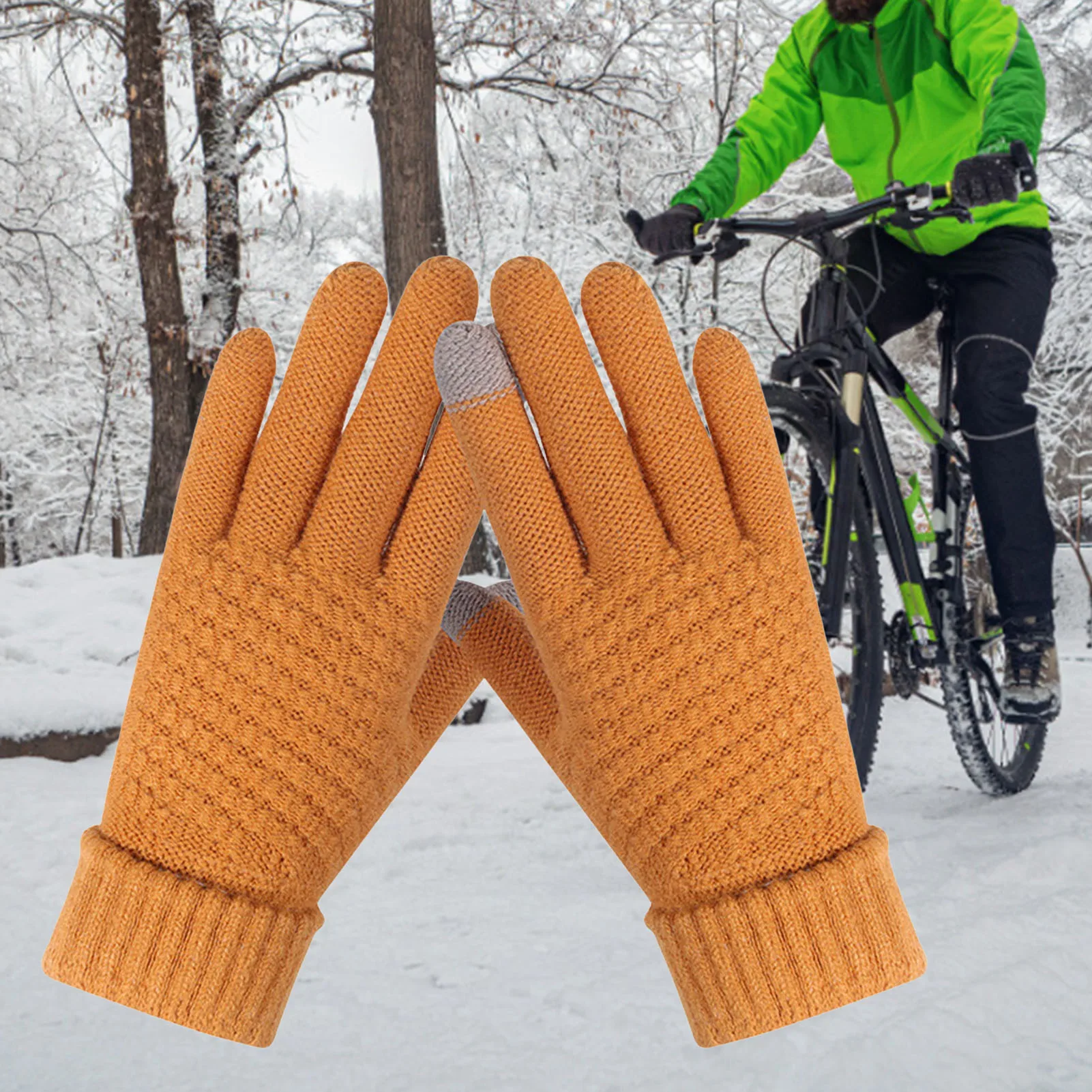 

Knitted Woolen Gloves For Autumn And Winter Thicken Windproof Warmth For Men And Women Outdoor Riding Cold Gloves