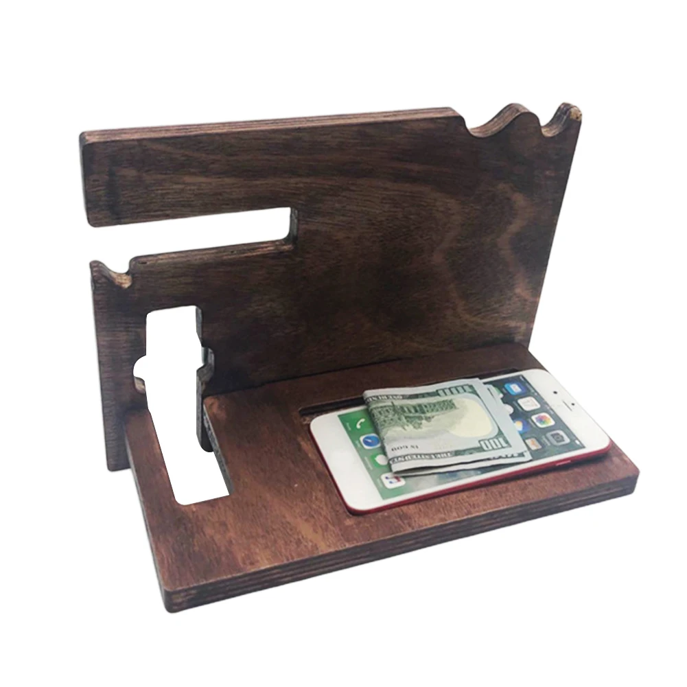 new wooden mobile phone holder watch glasses key accessories desktop wallet storage rack with multiple slots for homeoffice free global shipping