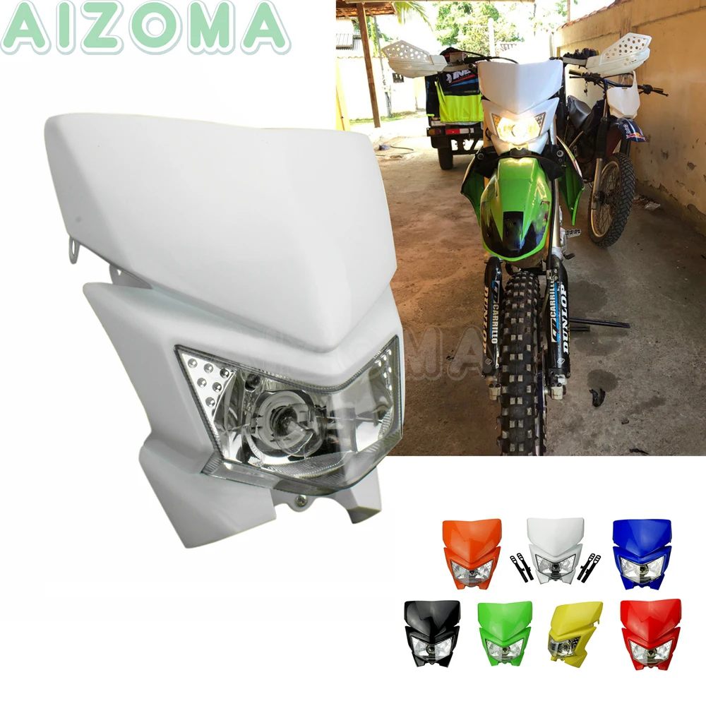Универсальный обтекатель для передней фары мотоцикла белый Yamaha Kawasaki Honda EXC SX SMR CRF
