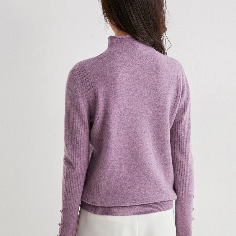 

Vintage Elasticity Pullover Women Knitted Wool Soft Slim Long Sleeves Striped O-Neck Sweater