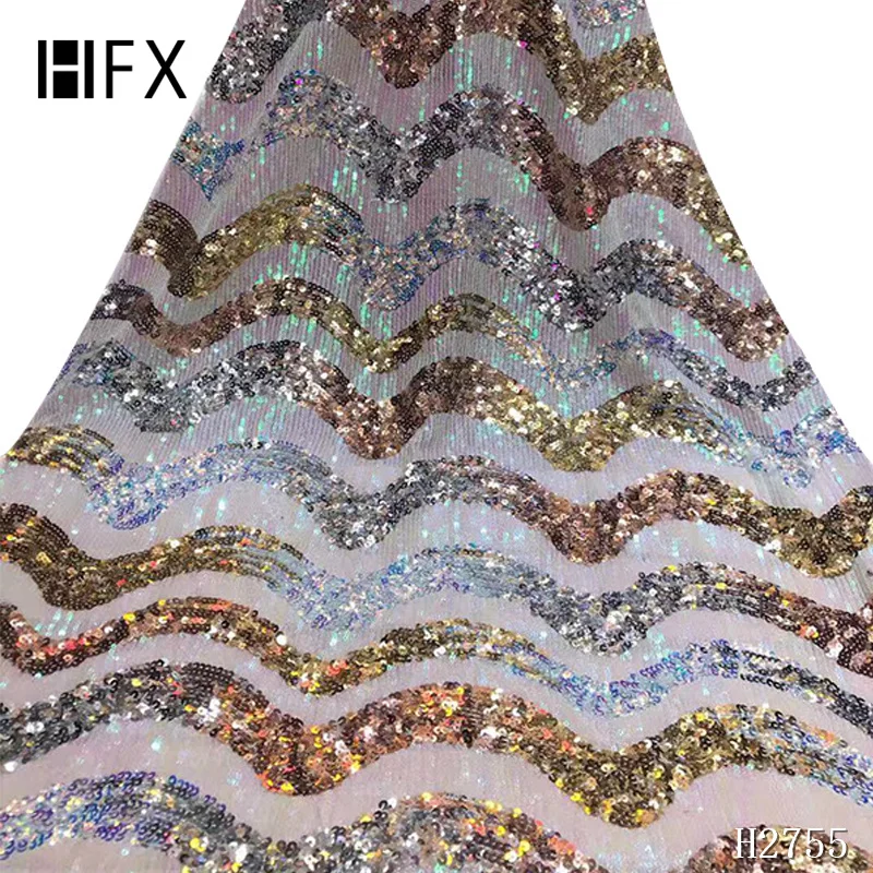 HFX оптовая цена Высококачественная 3d блестки нигерийская Свадебная лента ткани 5