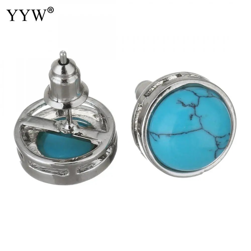 Серьги-гвоздики из натурального камня женские круглые маленькие простые сережки