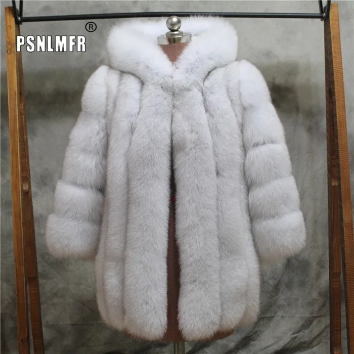Новая дизайнерская женская шуба из натурального Лисьего меха с капюшоном в
