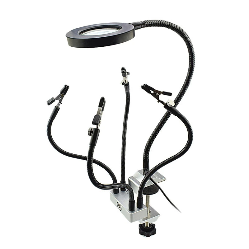 Led 3X лупа скамья тиски стол с зажимом для пайки рук паяльная станция Usb 5 шт. гибкий