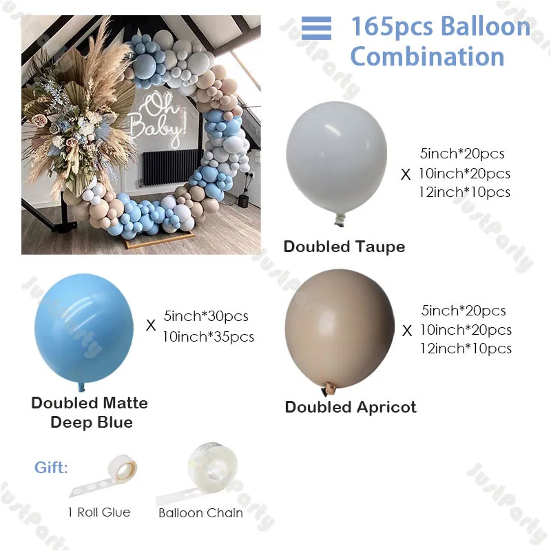 Kit de guirnalda de globos azules Macaron, decoraci&oacute;n para Baby Shower, arco de globos de albaricoque doble, boda, fiesta de cumplea&ntilde;os, 140 Uds./165 Uds.-2