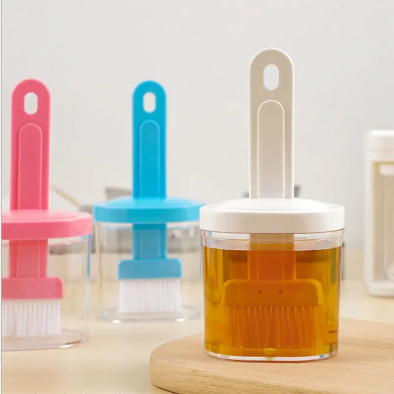 

New Silicone Oil Brush with Bottle Cover Barbecue Grilling Brush High Temperature Baking Cooking Tools Plastic Oil Brush Bottle