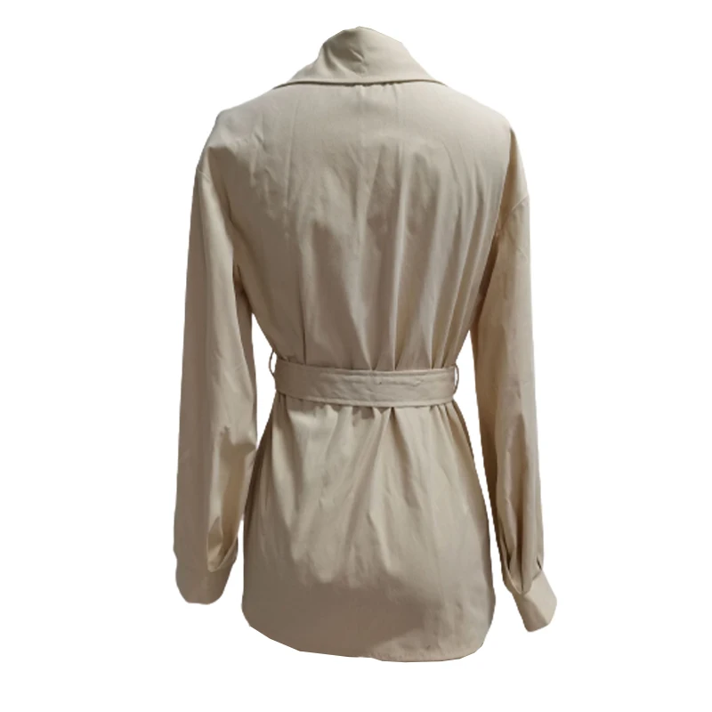 

Notched Long Lantern Sleeve Women Coat With Belt Irregular Hem Solid Female Jacket 2021 Autumn Trend New Office Ladies Outerwear