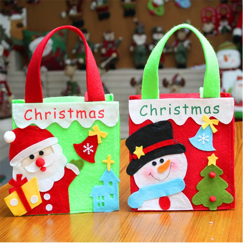 

2019 Christmas Eve Apple Candy Gift Bags New Two Styles Santa Tote Handbag with Handle Portable Candy Baskets Gift Ornaments Hot