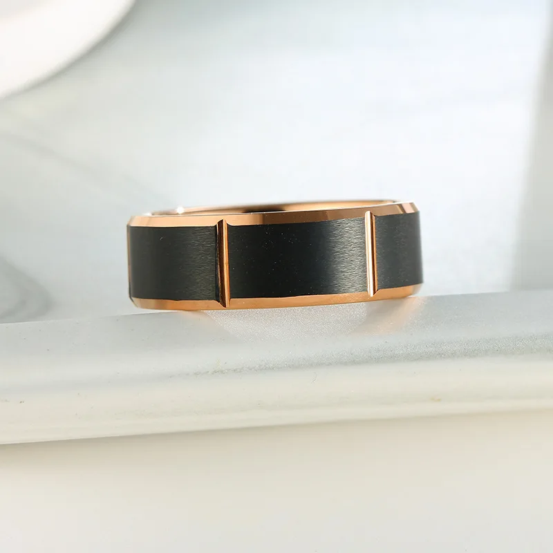 

Tungsten gold men's ring ins trendy male personality ring light luxury 8mm fashion party ring