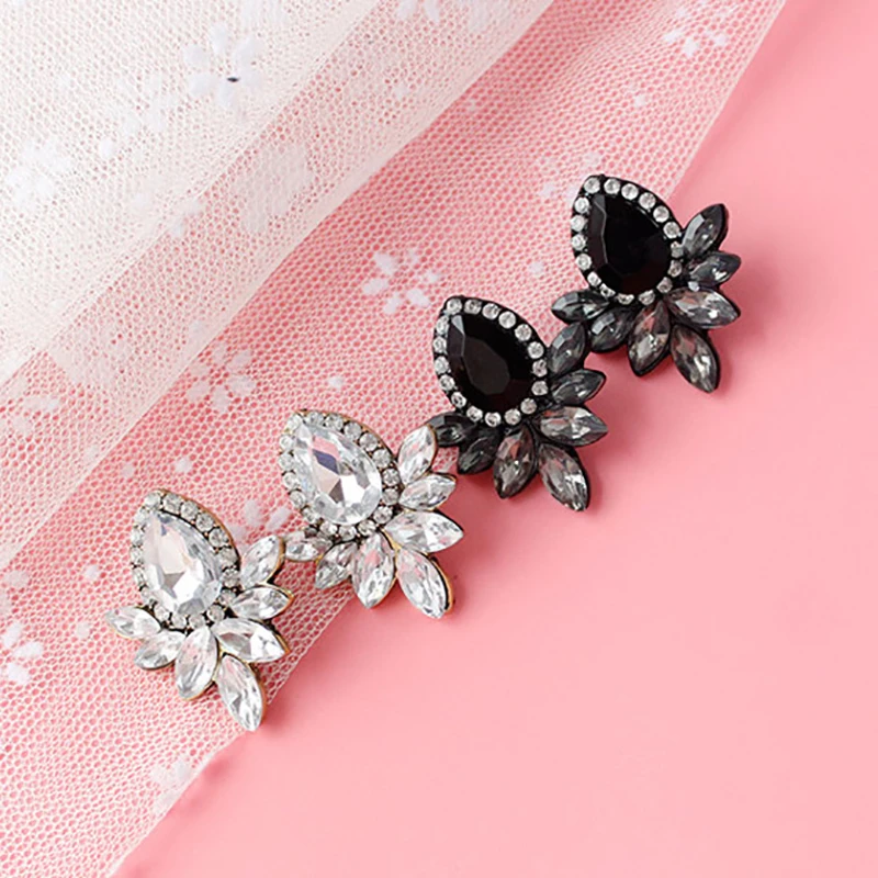 Женские серьги в Корейском стиле черно-белые серьги-стразы с многогранным