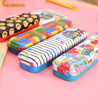 simple metal stationery box cute pencil case kawaii school pencil cases gifts for kid student pen case color storage box pen bag
