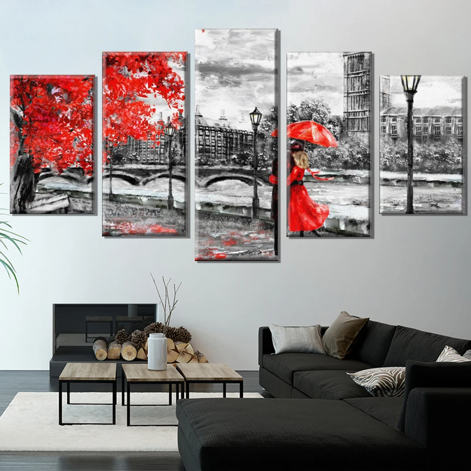 Набор из 5 предметов абстрактная романтическая стена искусство танцы на красном