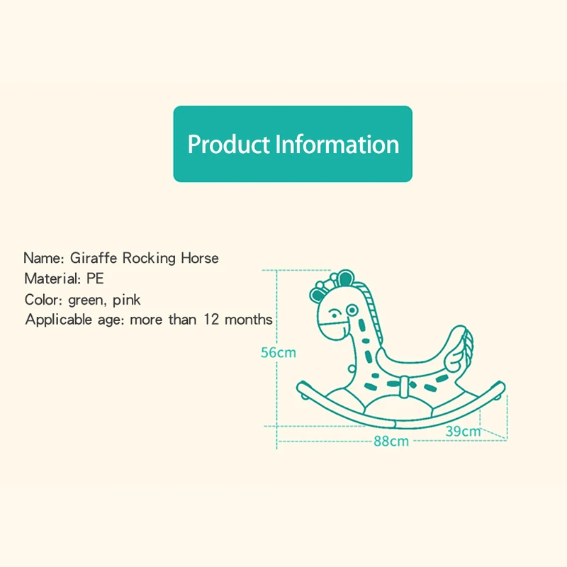 

Children Rocking Horses Cartoon Giraffe Thickening Plastic Baby Indoor Balance Rocking Chair Kindergarten Ride for Kids Toy