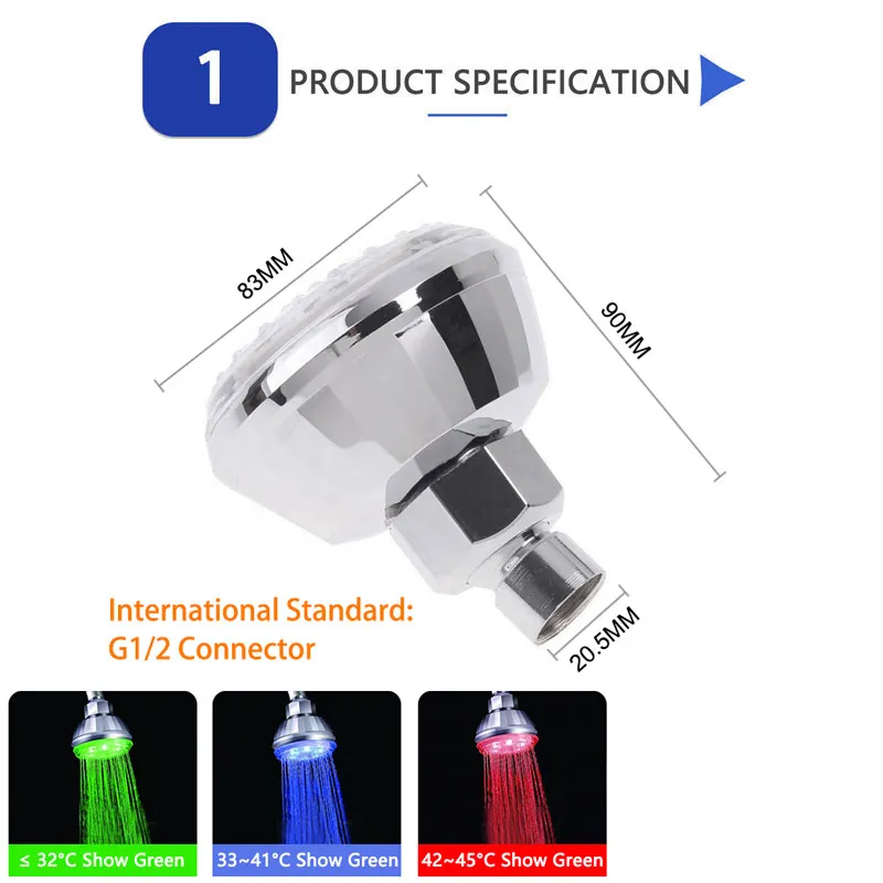 LED Water Faucet Accessories Glow Colorful Tap Nozzle For Bathroom Kitchen Head Light 3 Colors 7 | Обустройство дома