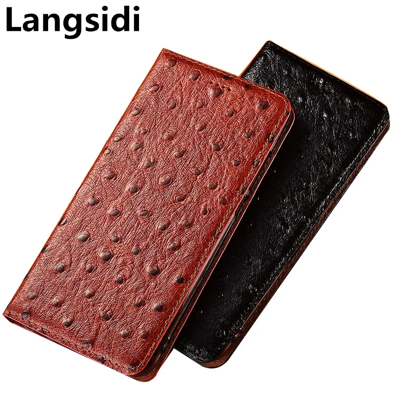 Ostrich pattern genuine natural leather mobile phone bag for Samsung Galaxy Note 9/Samsung 8 cover coque capa | Мобильные телефоны