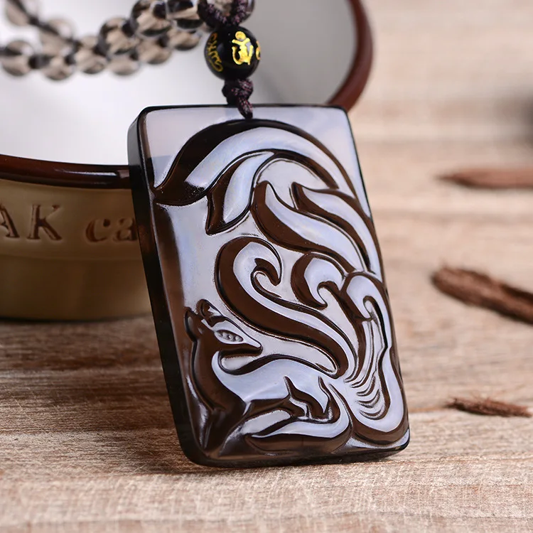 Подвеска с натуральным льдом обсидиана девятью хвостами лисы ожерелье