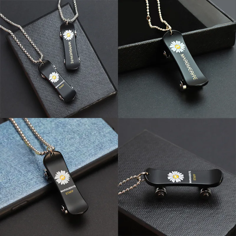

Daisy skateboard hip-hop Pendant Chokers Necklace for Men Women Love Couples Long Necklace Titanium Steel Fashion Boyfriend Gift