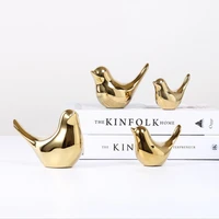 nordic ceramic sculpture bird styling animal miniature gold plating statue modern home decor living room decor office accessorie