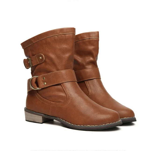 Осенне-зимние сапоги женская обувь женские ботильоны с пряжкой зимние