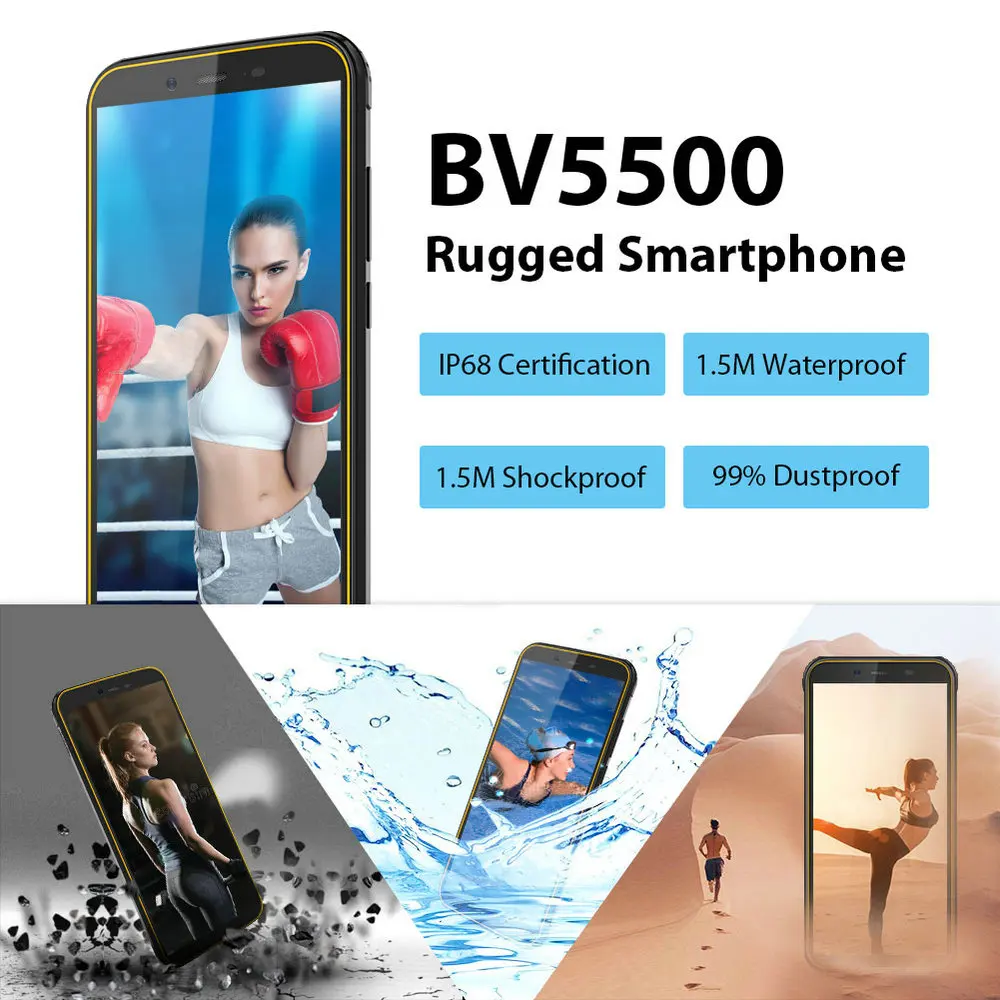 Blackview BV5500 5," IP68 Водонепроницаемый прочный смартфон 18:9 Экран 2 GB+ 16 GB Android 8,1 4400 mAh Dual SIM мобильный телефон