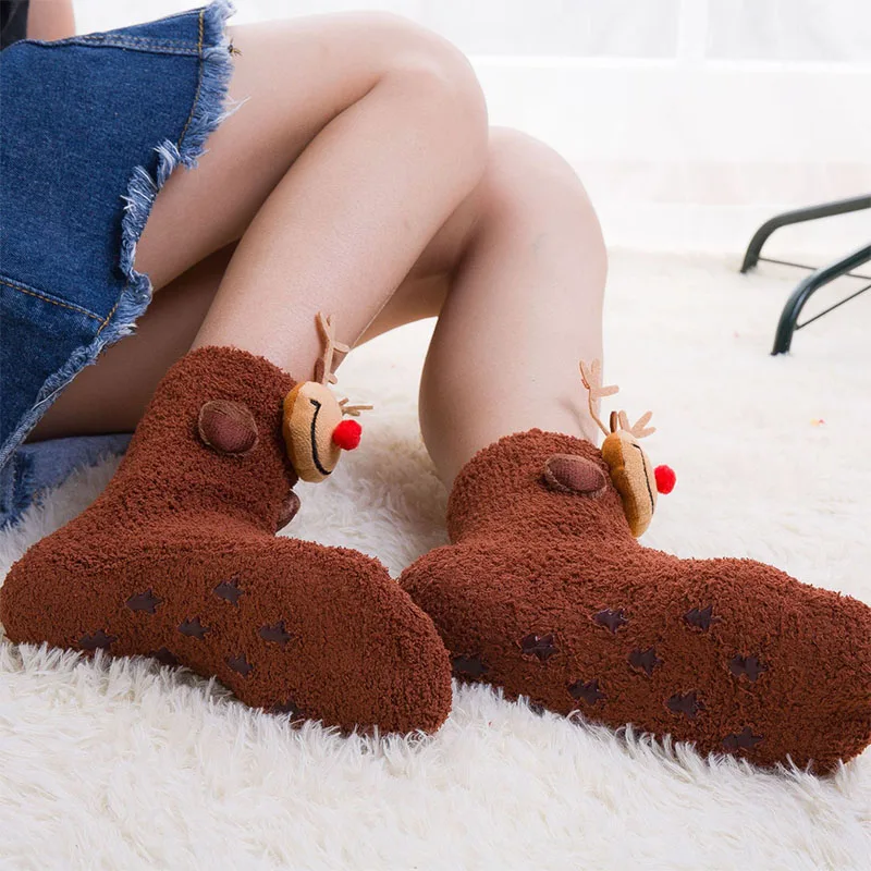 Рождественские носки для детей зимние теплые нескользящие малышей девочки