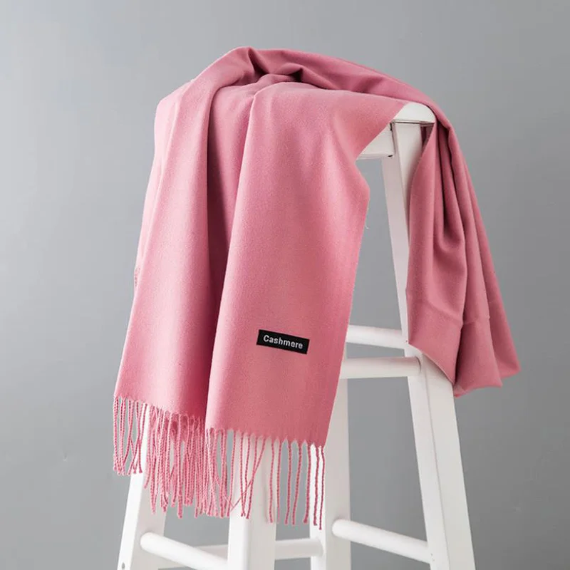 Женский однотонный кашемировый шарф толстые теплые зимние шарфы большой