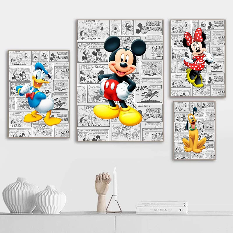 

Disney Mickey Mouse Comic Canvas Posters Catoon Character Painting Prints Cuadros Wall Art Picture for Living Room Home Decor