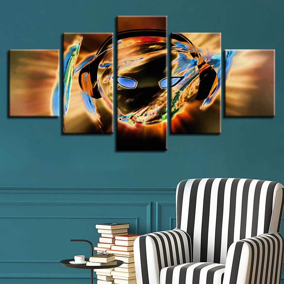 Музыкальный плакат с изображением гитары фортепиано скрипка барабан фонограф DJ 5