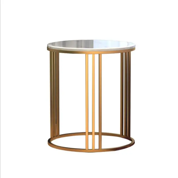 

Sofa side table Small round table in living room Balcony stainless steel small table Marble table