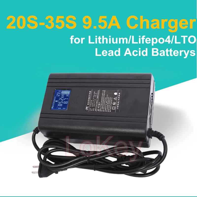 

72V 10A 8.5A 20S 24S 87.6V high voltage Smart Charger With LCD Display for lithium ion lifepo4 LTO li-ion lipo lead acid battery
