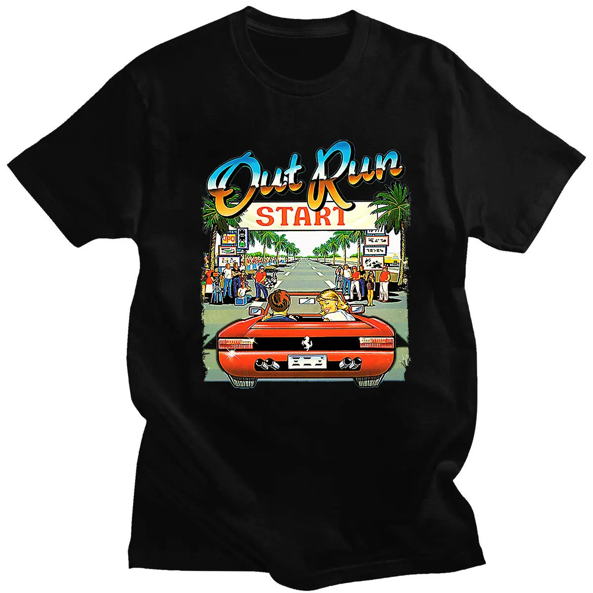 

Fashion Tshirts Arcade Racing Video Game Out Run Printed Funny Couple T-shirt Cotton Unsiex Classic High Quality Cotton Clothing