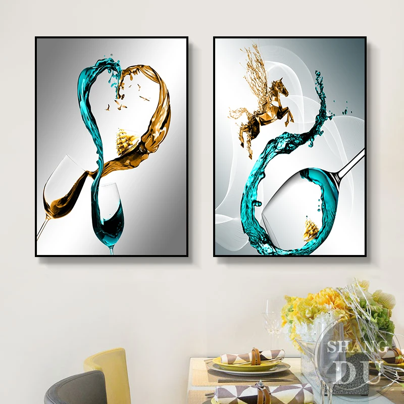 

Modern Abstract Goblet Blue and Yellow Tones Art Picture Canvas Painting Nordic Posters and Print Wall Art for Living Home Decor