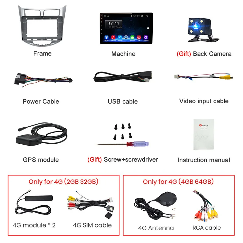 Junsun 2G+ 32G Android 8,1 для hyundai Solaris Verna Accent i25 Авто 2din Автомагнитола стерео плеер Bluetooth gps навигация без dvd