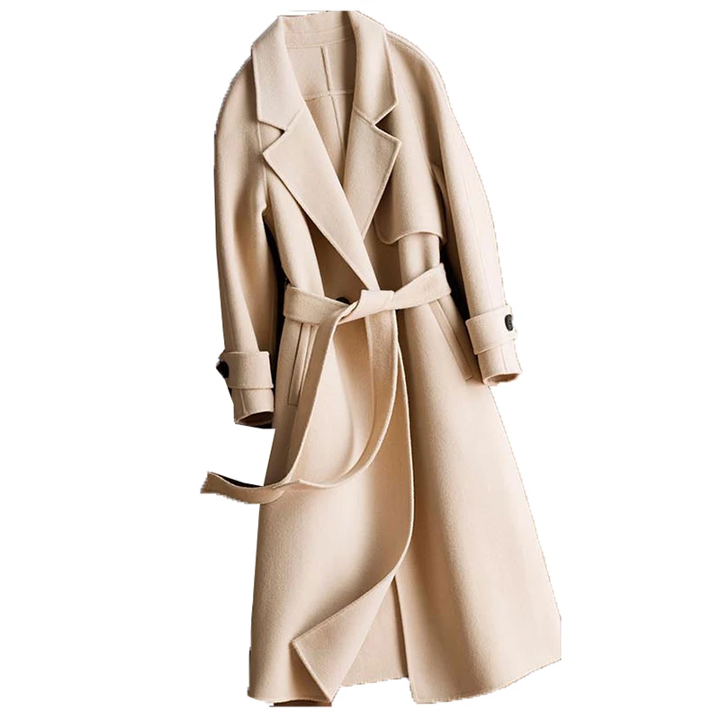 Женское двустороннее кашемировое пальто зимняя куртка женское Однотонное