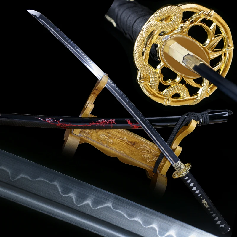 

Японские Katanas T10 ручной работы, стальная глина, закаленная бритва, острые натуральные гамоновые мечи, полностью кованые кромки