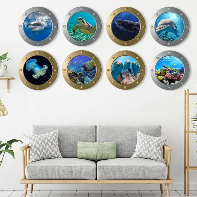 Креативные яркие животные Подводные наклейки на окна новый и качественный