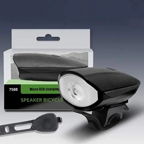 

Светодиодный велосипедный фонарь с зарядкой от USB, водонепроницаемый головной светильник для велосипеда, 5 типов звуков, освещение с гудком ...